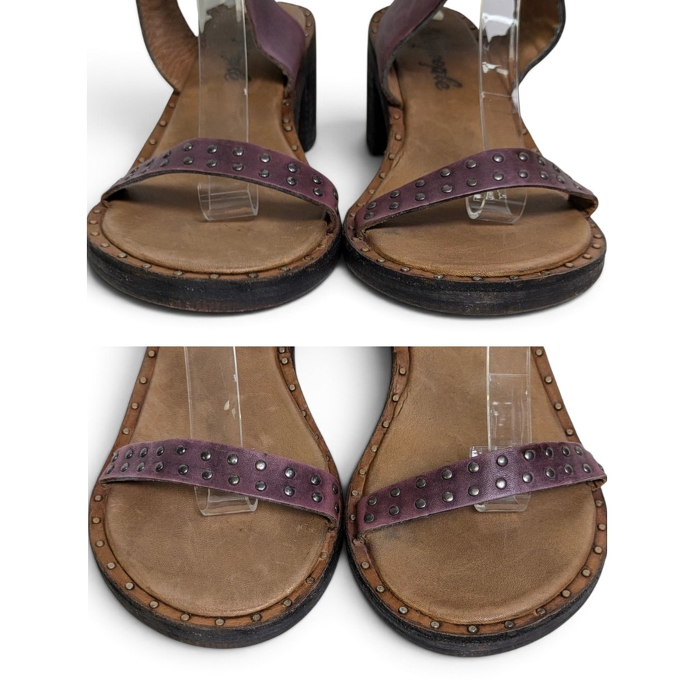 Free‎ People Happiness Purple Leather Studded Ankle Strap Heel Sandals 38.5 NWOB - Picture 9 of 13